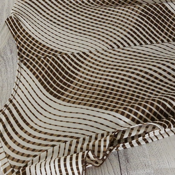 Geri C. New York Striped Faux Wrap Dress Brown Cream VTG 90s M/L - Picture 5 of 15